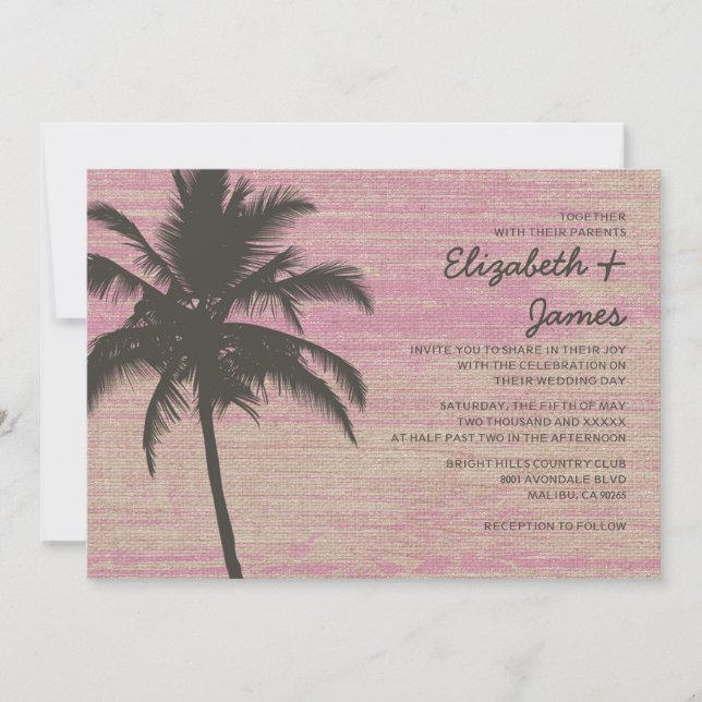 Invitaciones de la boda de la arpillera de las (Anverso)
