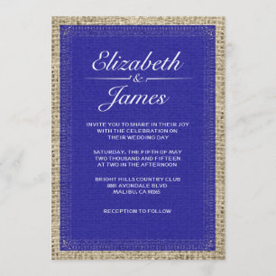 Invitaciones de la boda de la arpillera del