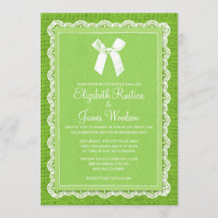 Invitaciones de la boda de la arpillera del país