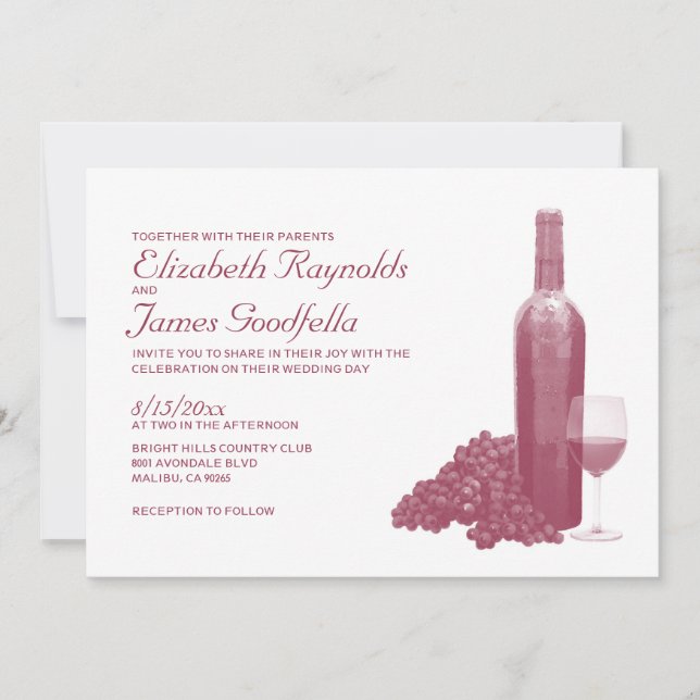 Invitaciones de la boda de la botella de vino (Anverso)