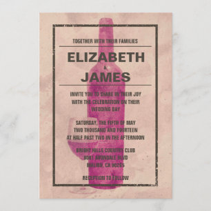 Invitaciones de la boda de la botella de vino del