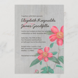 Invitaciones de la boda de la camelia del vintage