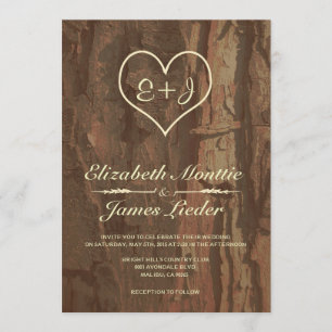 Invitaciones de la boda de la corteza de árbol