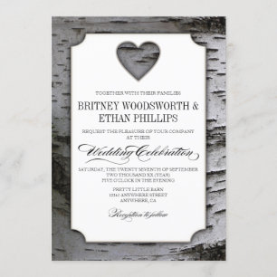 Invitaciones de la boda de la corteza de árbol de