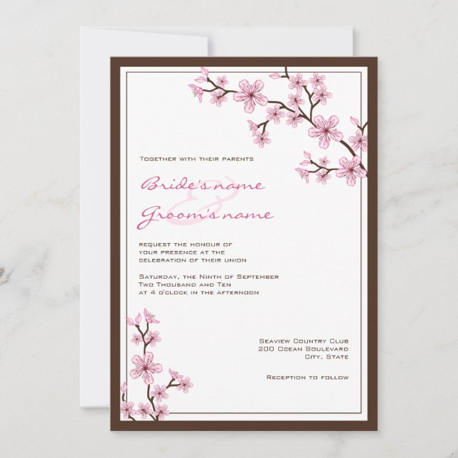 Invitaciones de la boda de la flor de cerezo (Anverso)