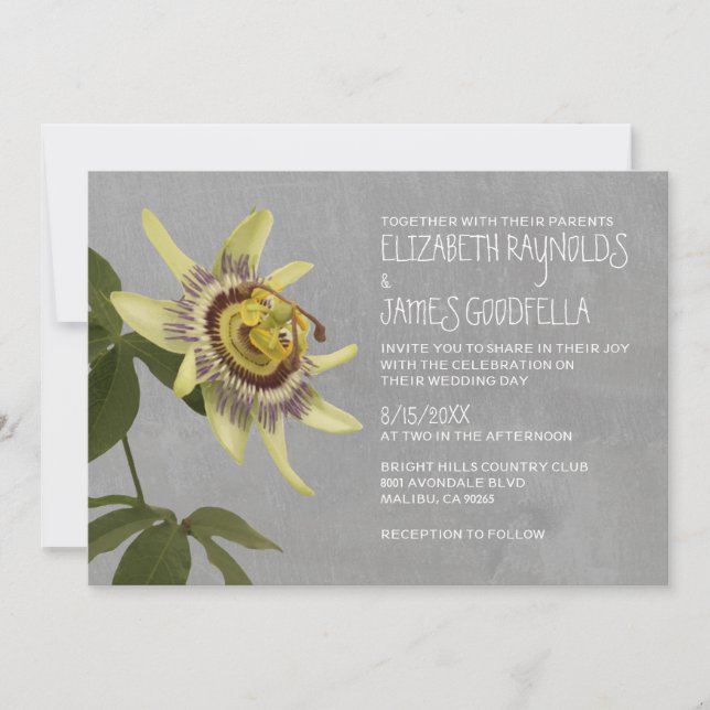 Invitaciones de la boda de la flor de la pasión (Anverso)