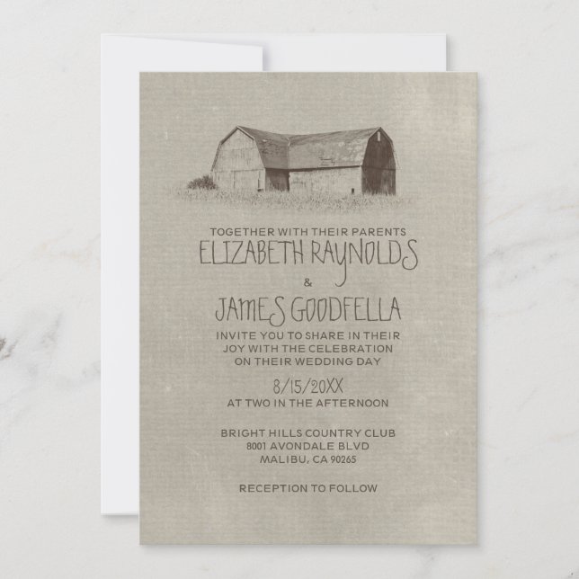Invitaciones de la boda de la granja (Anverso)