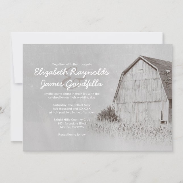 Invitaciones de la boda de la granja del país (Anverso)