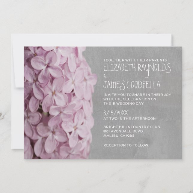 Invitaciones de la boda de la lila (Anverso)