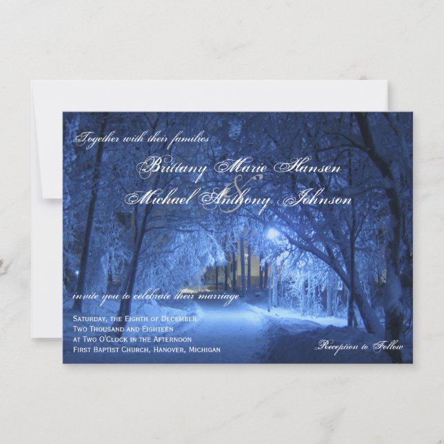 Invitaciones de la boda de la nieve de la tarde de (Anverso)