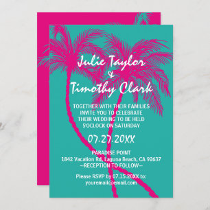 Invitaciones de la boda de la palmera de las rosas