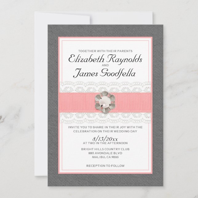 Invitaciones de la boda de la perla (Anverso)