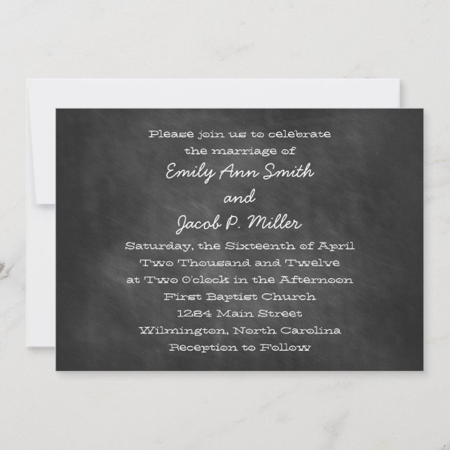 Invitaciones de la boda de la pizarra (Anverso)