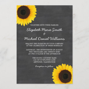 Invitaciones de la boda de la pizarra del girasol