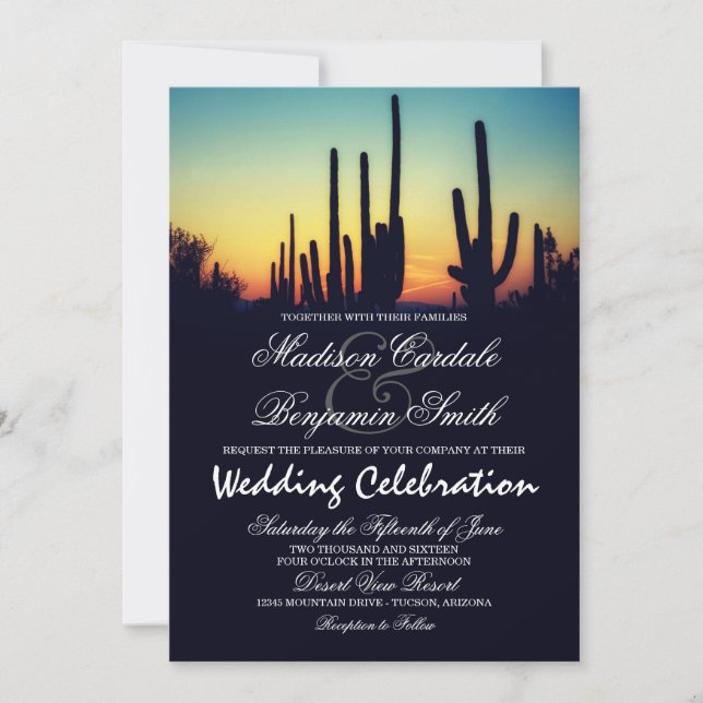 Invitaciones de la boda de la puesta del sol del (Anverso)