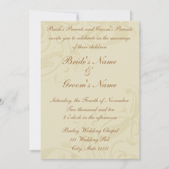 Invitaciones de la boda de la voluta del pergamino (Anverso)