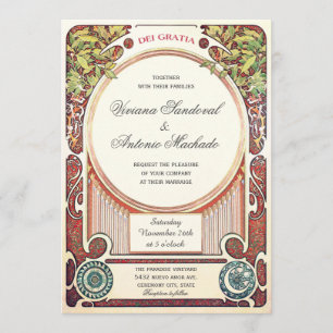 Invitaciones de la boda de Nouveau del arte del