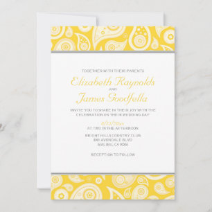 Invitaciones de la boda de Paisley del oro