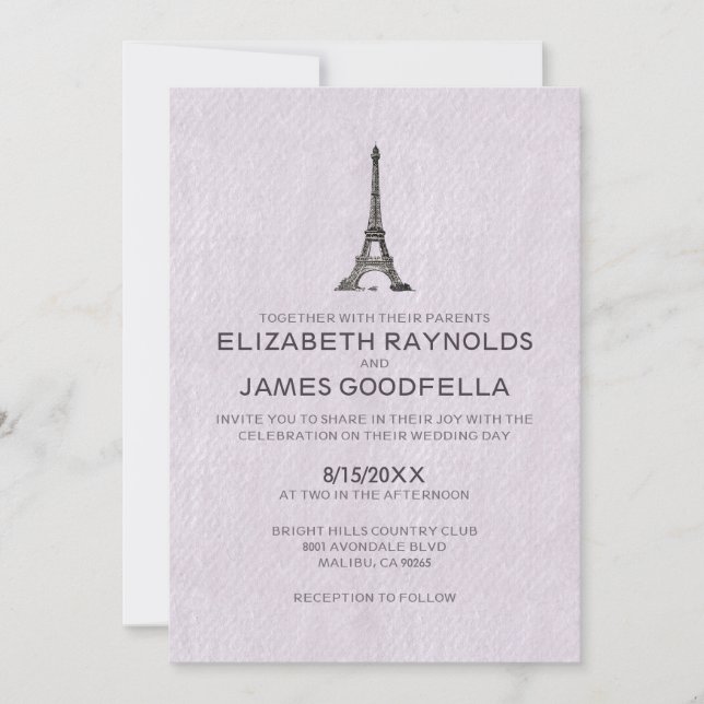 Invitaciones de la boda de París (Anverso)
