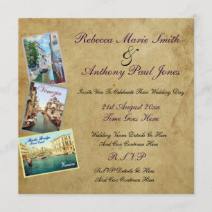 Invitaciones de la boda de Venecia del vintage