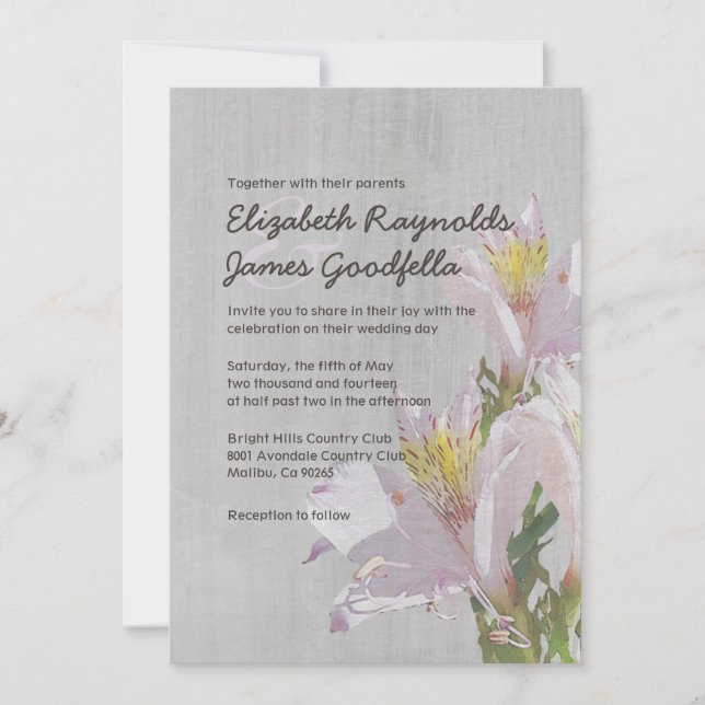 Invitaciones de la boda del Alstroemeria del (Anverso)