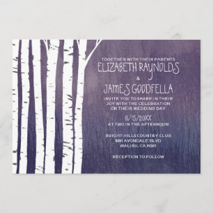 Invitaciones de la boda del árbol de abedul del