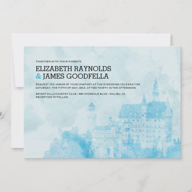 Invitaciones de la boda del castillo del cuento de (Anverso)