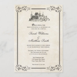 Invitaciones de la boda del castillo del cuento de
