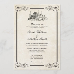 Invitaciones de la boda del castillo del cuento de