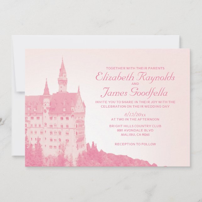 Invitaciones de la boda del castillo del cuento de (Anverso)