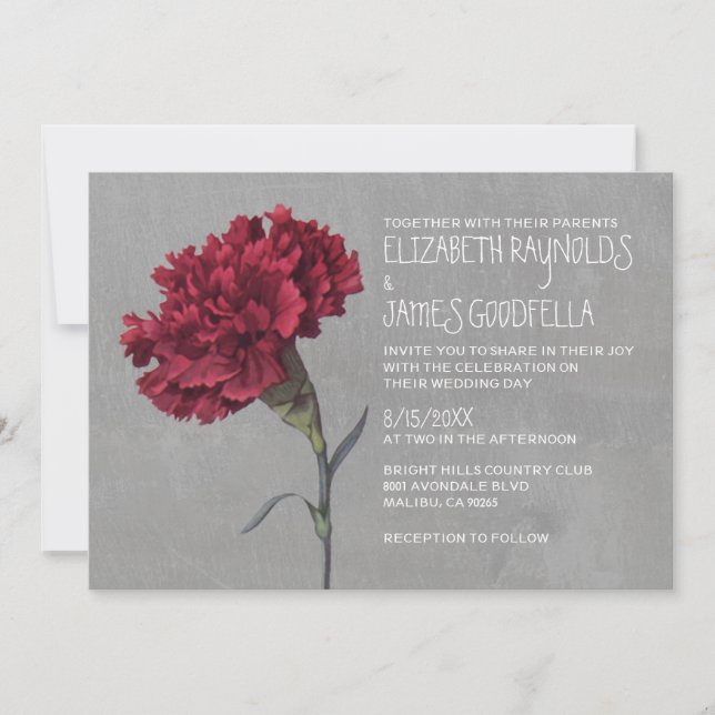 Invitaciones de la boda del clavel (Anverso)