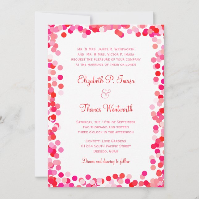 Invitaciones de la boda del confeti (Anverso)