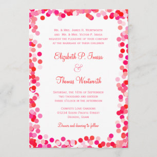 Invitaciones de la boda del confeti