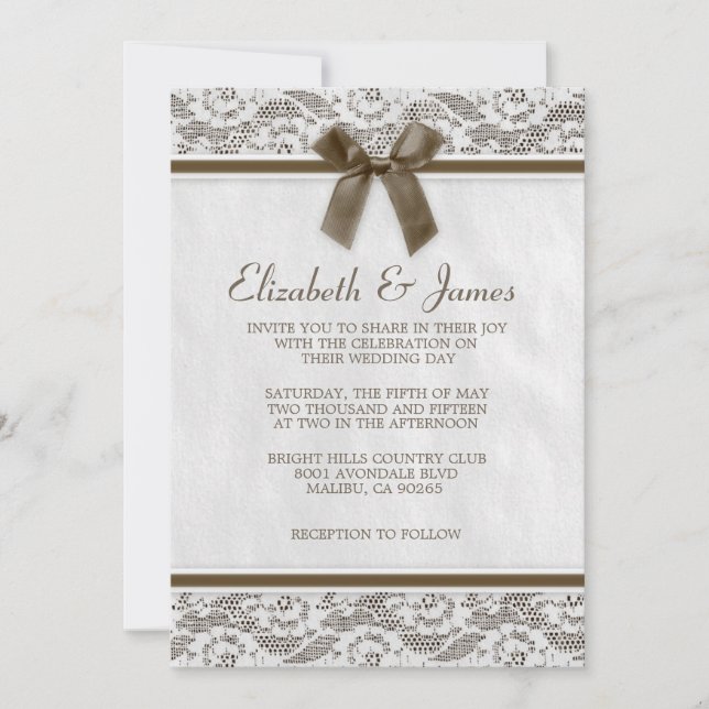 Invitaciones de la boda del cordón del país de (Anverso)