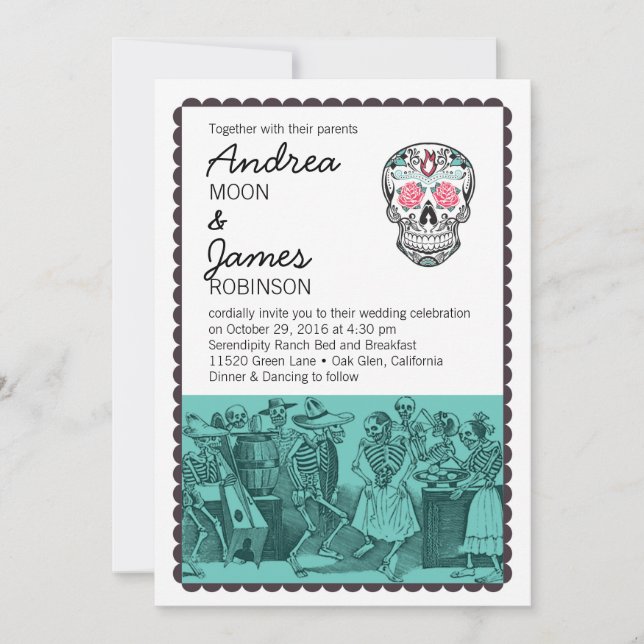 Invitaciones de la boda del cráneo de los (Anverso)