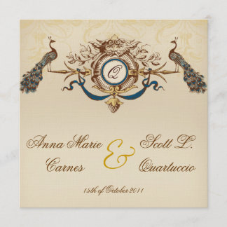 Invitaciones de la boda del cuadrado del pavo real