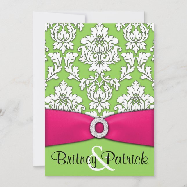 Invitaciones de la boda del damasco de las rosas (Anverso)