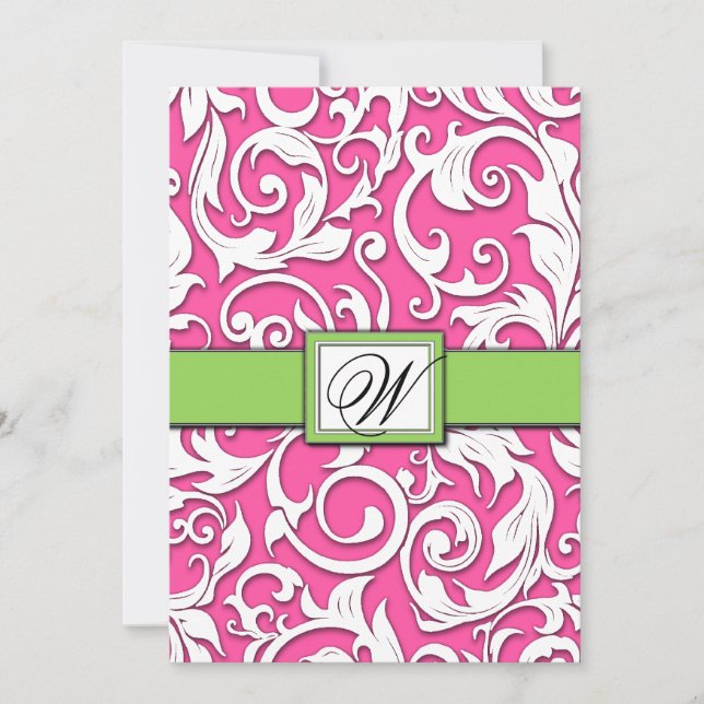Invitaciones de la boda del damasco de las rosas (Anverso)