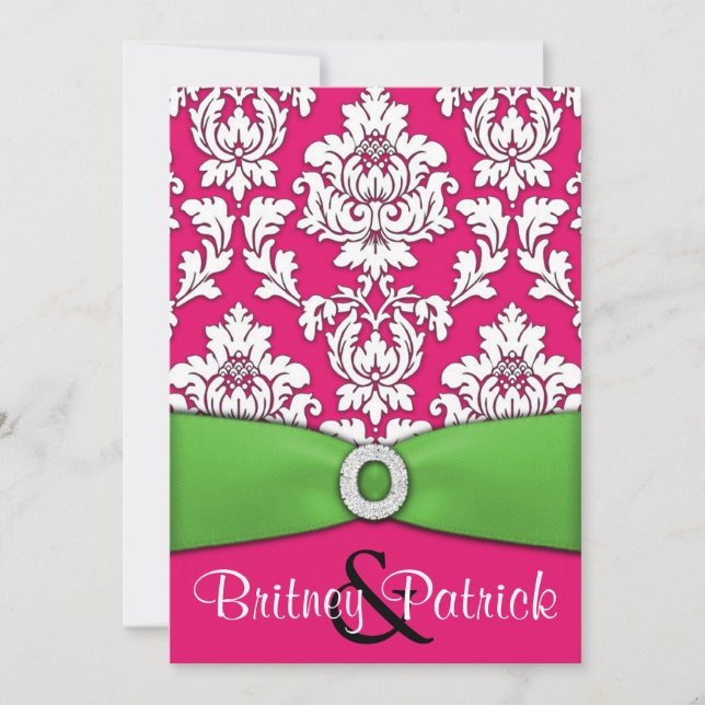 Invitaciones de la boda del damasco de las rosas (Anverso)