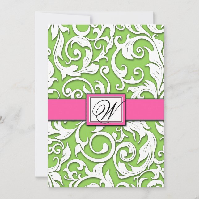 Invitaciones de la boda del damasco de las rosas (Anverso)