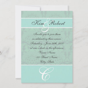 Invitaciones de la boda del damasco del verde de