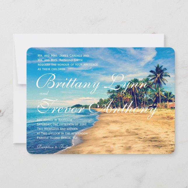 Invitaciones de la boda del destino de la playa de