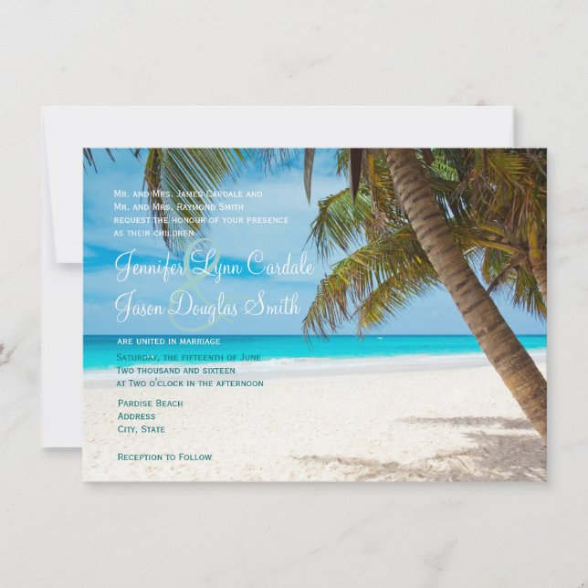 Invitaciones de la boda del destino de la playa de (Anverso)