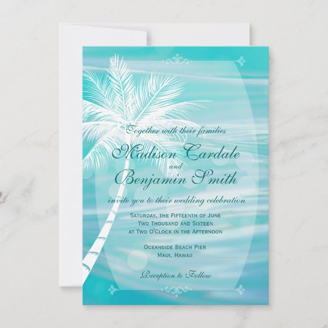 Invitaciones de la boda del destino de la playa de (Anverso)