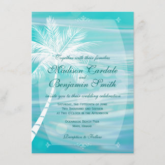 Invitaciones de la boda del destino de la playa de