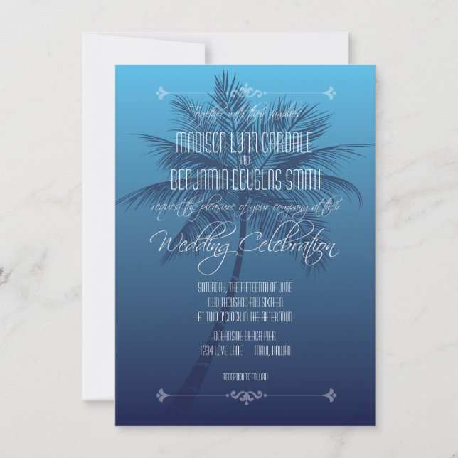 Invitaciones de la boda del destino de la playa de (Anverso)