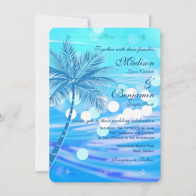 Invitaciones de la boda del destino de la playa de (Anverso)