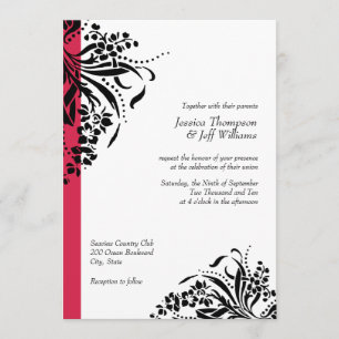 Invitaciones de la boda del Flourish del rojo y