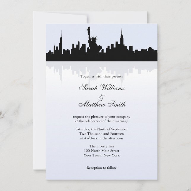 Invitaciones de la boda del horizonte de Nueva (Anverso)