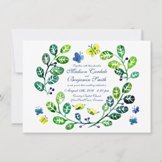 Invitaciones de la boda del jardín de la mariposa (Anverso)